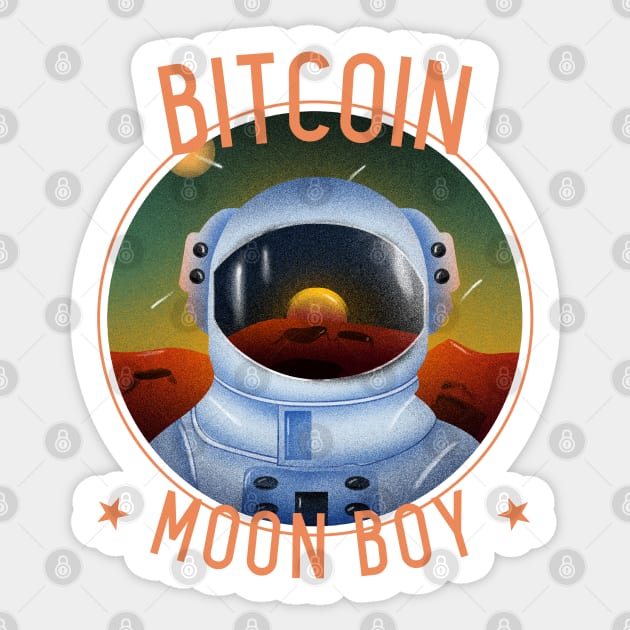 Bitcoin Moon Boy Sticker by DTNT Shirts